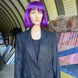 Talbots Black Irish Linen Blazer Size 8